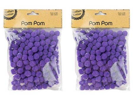 Pom Pom, Purple, 200pk, 1.5cm For Sale