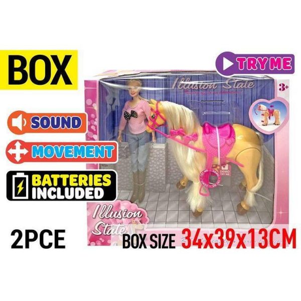 Doll and Walking Horse with Movement and Sound, 2pcs Online Sale