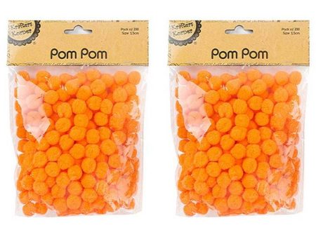 Pom Pom, Orange, 200pk, 1.5cm on Sale