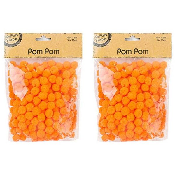 Pom Pom, Orange, 200pk, 1.5cm on Sale