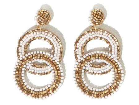 Ivory Gold Double Circle Post Earrings Fashion