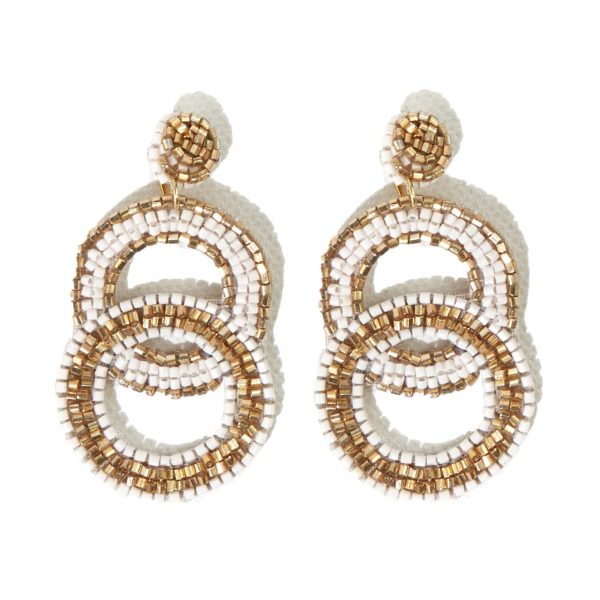 Ivory Gold Double Circle Post Earrings Fashion