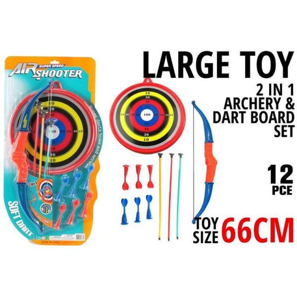 3 in 1 Archery and Dart Board Set, 12pcs For Discount