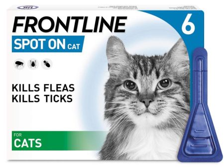 FRONTLINE SPOT ON FLEA, TICK AND LICE TREATMENT FOR CATS - 6 PIPETTES For Discount