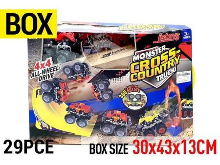 Monster Truck Stunt Set Double Friction, 29pcs For Discount