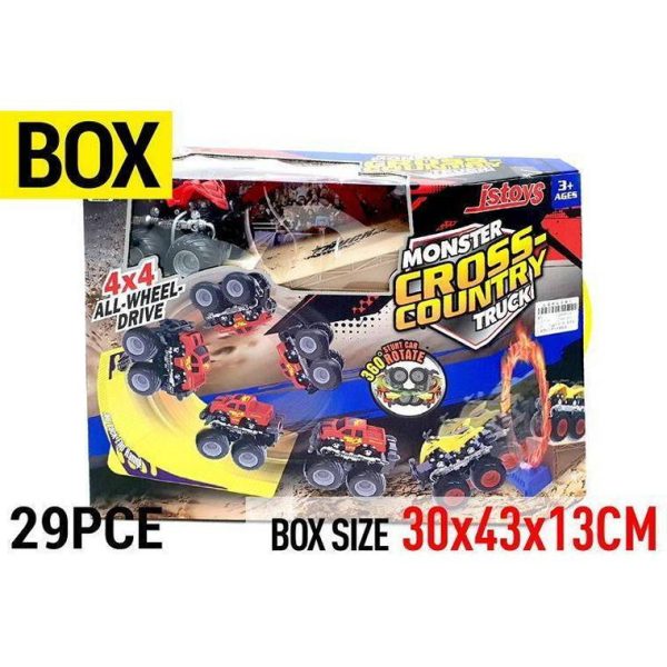 Monster Truck Stunt Set Double Friction, 29pcs For Discount