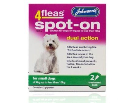 Johnson s 4fleas Spot-On for Small Dogs 4-10kg 2 Treatments Hot on Sale