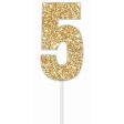 Cake Toper Number Glitter Gold 5 Online Hot Sale