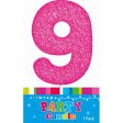 Candle Single Number Glitter Pink 9 Sale