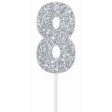 Cake Toper Number Glitter Silver 8 Online Hot Sale