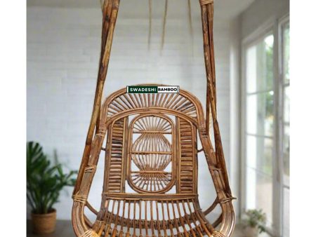 Bamboo Cane Swing jhula | Single Seater Cane Wood Swing Chair | Jhula for Home, Balcony, Garden, terrace and office | Size- Medium Sale