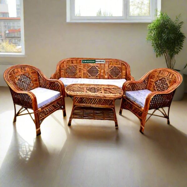 Bamboo 5 Seater Kite Sofa Set with Table for Home and Garden Online now