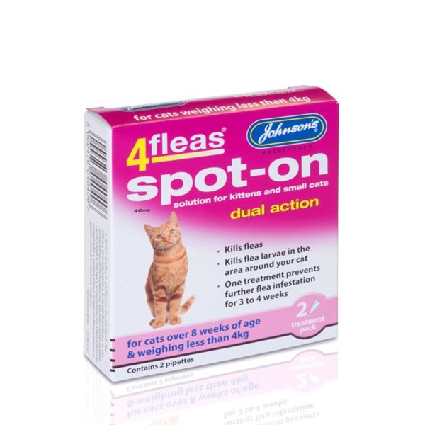 Johnson s 4fleas Spot-On for Cats and Kittens Up To 4kg 2 Treatments For Cheap