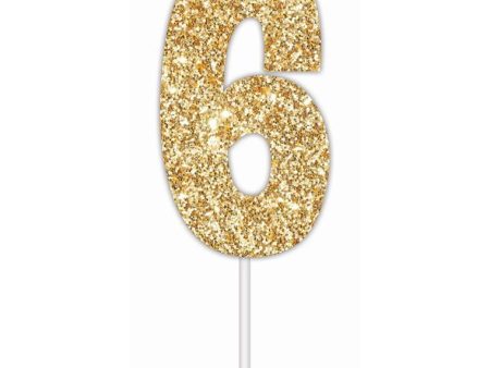 Cake Toper Number Glitter Gold 6 Online Hot Sale