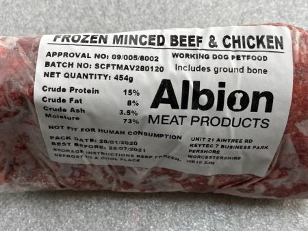 ABC: Beef & Chicken Mince RAW Dog Food with Ground Bone 454grms Sale