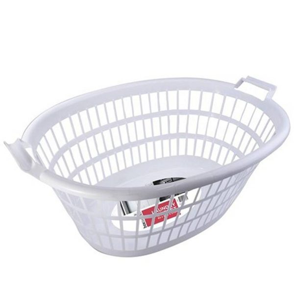 Laundry Basket, Oval, White, 63X43.5X27cm Supply