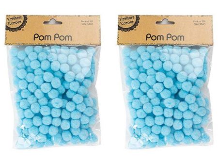 Pom Pom, Light Blue, 200pk, 1.5cm Fashion