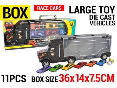 Semi Trailer with Die Cast Car Set, 11pcs on Sale