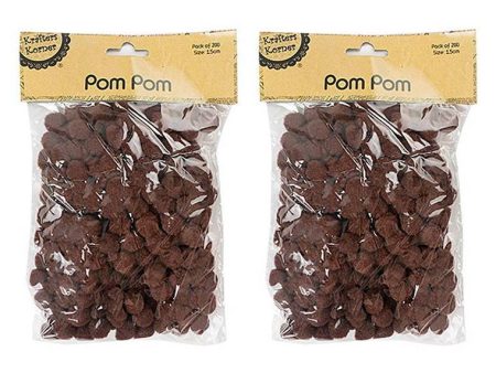 Pom Pom, Brown, 200pk, 1.5cm Online Sale