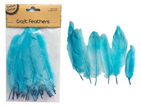 Craft Blue Feathers, 50pk, 14cm Sale