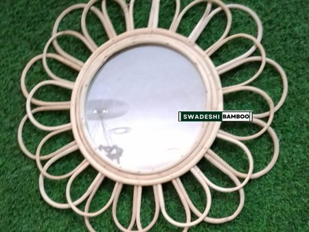 Swadeshi Bamboo Wall mirror round Flower- wall decoration, Boho Mirror Rattan, Mirror Wall Decor Mirror, Wicker Made Mirrors Fashion