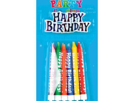 Candle Small Plaque 12Pk with Holder Happy Birthday Sale