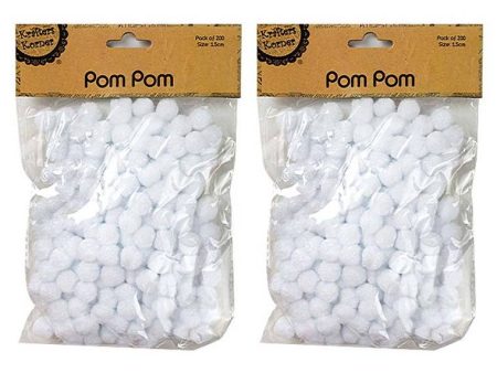 Pom Pom, White, 200pk, 1.5cm Online