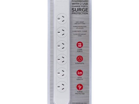 7 Outlet 2 USB Powerboard with Surge Protection Sale