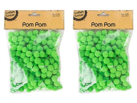 Pom Pom, Green, 200pk, 1.5cm Hot on Sale