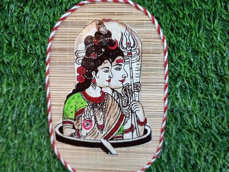 Handcrafted Bamboo Mat Wall Art -Shiv Parvati Design, 7.5x4.5  Fashion