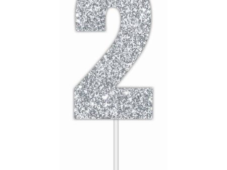 Cake Toper Number Glitter Silver 2 Online Hot Sale