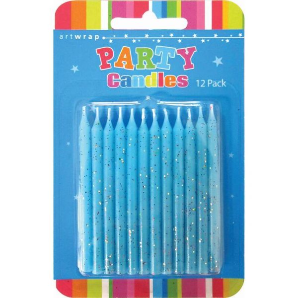 Candle 12Pk 7.5Cm Glitter Blue Hot on Sale