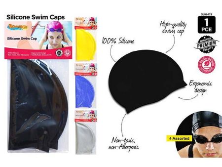 Silicone Swim Cap, 4 Assorted Online Hot Sale