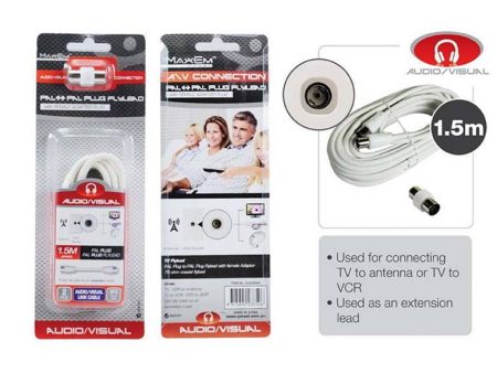 Audio Visual Pal to Pal Plug, 1.5m For Discount