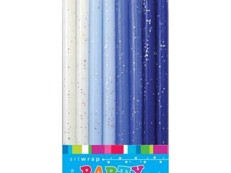 Candle 16Pk 12Cm Glitter Blues For Sale