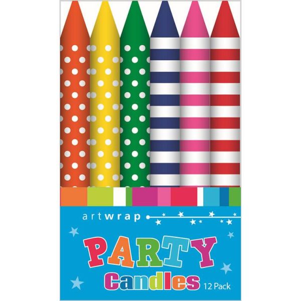 Candle 12Pk 8Cm Printd Brights For Discount