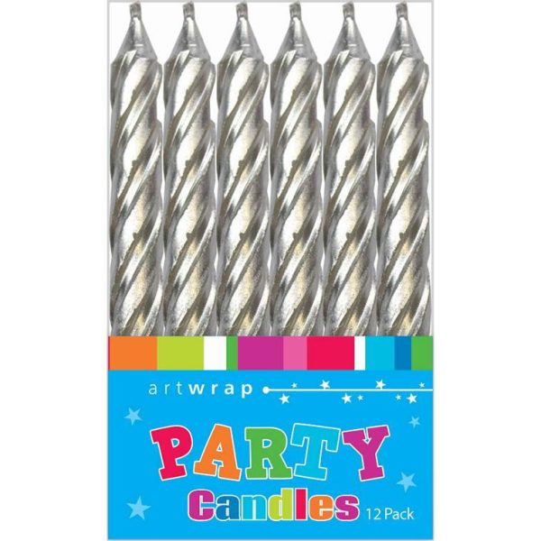 Candle 12Pk 8Cm Spirals Silver Online now