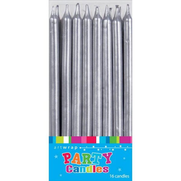 Candle Small Tapered 5Inch 16Pk Silver Cheap