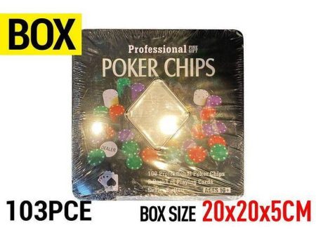 Poker Set with 100 Chips, 2pk Card, 1 Button Supply