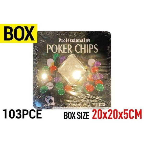 Poker Set with 100 Chips, 2pk Card, 1 Button Supply