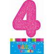 Candle Single Number Glitter Pink 4 on Sale