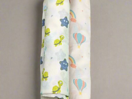 (Pack of 2) Bamboo Cotton Muslin baby Swaddle Stroller Cover, Nursing Cover | 0-18 Month+ | Size 110x110cm on Sale