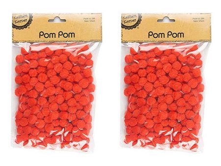 Pom Pom, Red, 200pk, 1.5cm Cheap