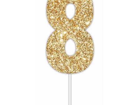 Cake Toper Number Glitter Gold 8 For Sale