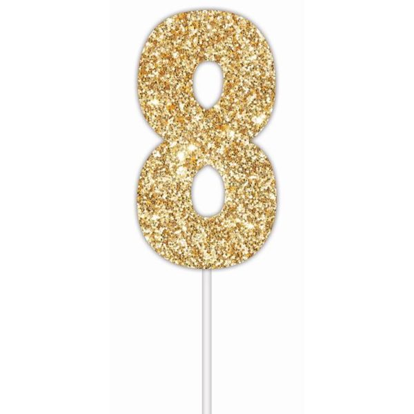 Cake Toper Number Glitter Gold 8 For Sale