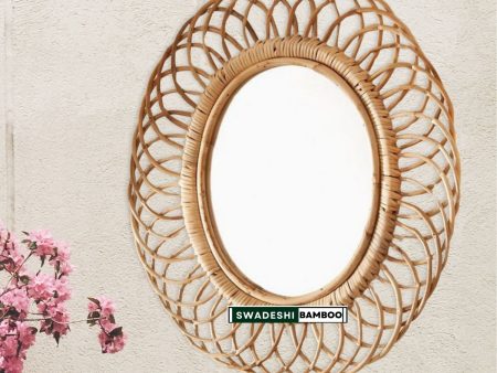 Swadeshi Bamboo Designer Wall mirror Oval shaped Wicker Mirrors Online Sale