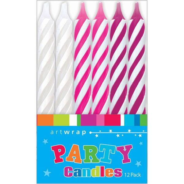 Candle 12Pk 8Cm Spirals Pinks Supply