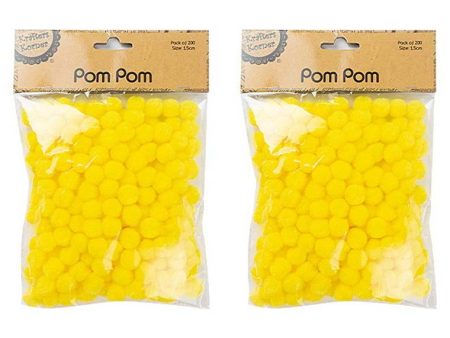 Pom Pom, Yellow, 200pk, 1.5cm Hot on Sale