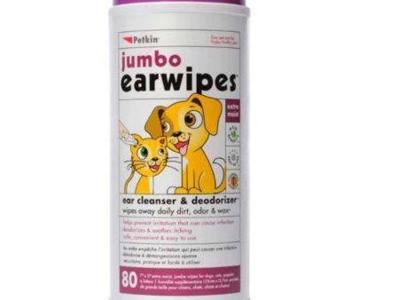 Petkin Jumbo Ear Wipes 80 Wipe Tub Online