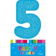 Candle Single Number Glitter Blue 5 Cheap